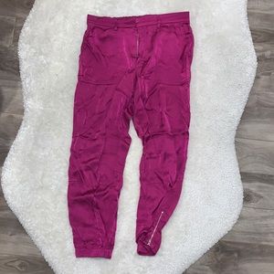 Satin fuchsia jogger pants